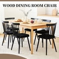 thumbnail image 3 of ClinQ Wooden Windsor Dining Chair Set of 2，Modern Classic Armless Kitchen Side Chairs with a Padded Seat and Sturdy Iron Legs for Dining Room, Black, 3 of 6
