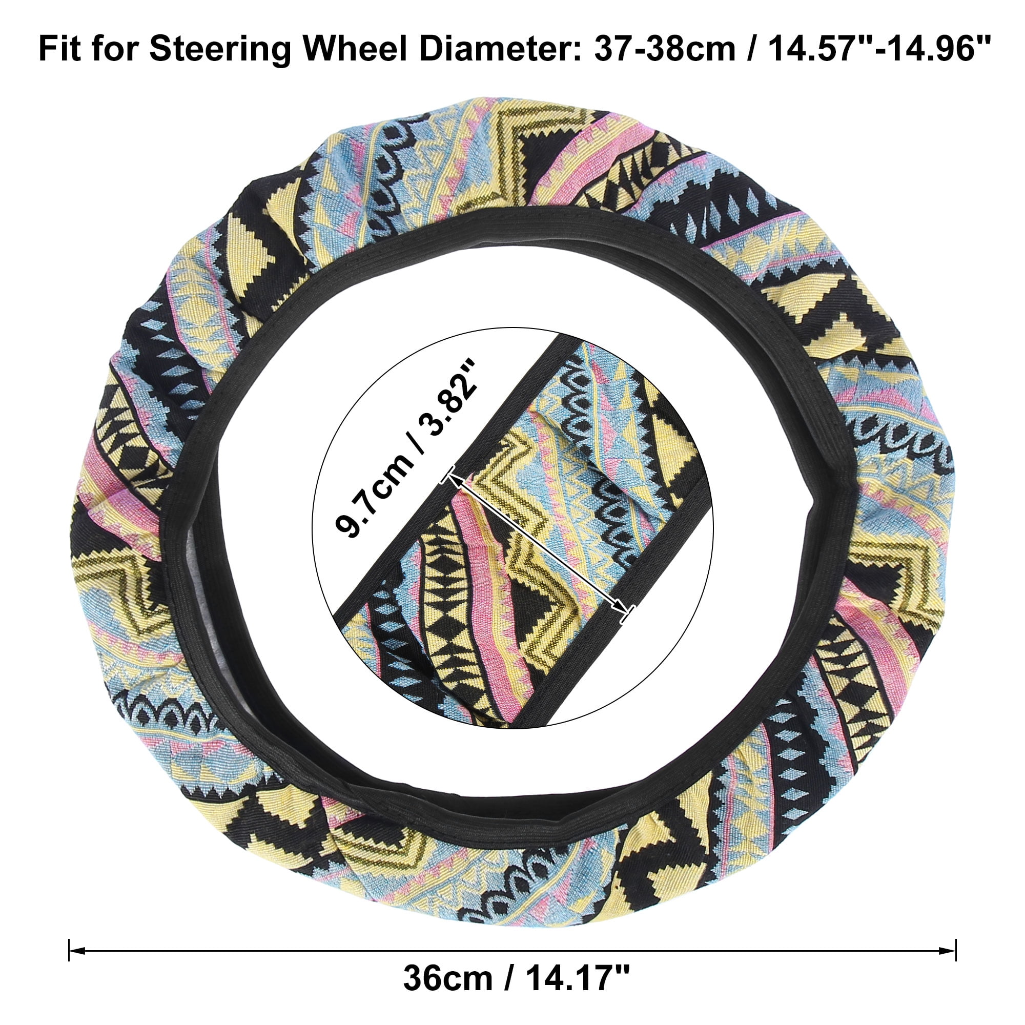 Unique Bargains Car Steering Wheel Cover with Multicolor Printing Wave Pattern
