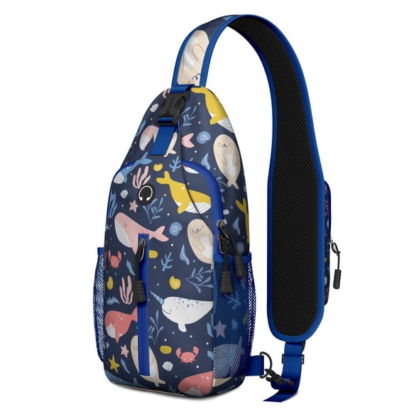 Crossbody Sling Backpack for Women Men Ocean Cute Shark Shoulder Sling Crossbody Casual Chest Bag for Travel Sports Running Hiking