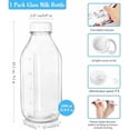 thumbnail image 6 of Square Liter Glass Milk Bottles with Airtight Lid - 100% Leak-Proof Heavy Duty Screw Cap, 32 Oz Glass Juice Bottles w Scale Mark, Reusable Jugs Pitcher for Homemade Juice(Extra 1 Lid and Pen), 6 of 8