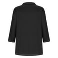 thumbnail image 5 of Scyoekwg Womens Shirts 3/4 Sleeve Tops V-Neck Lapel Three-quarter Sleeve Tshirt Loose Vintage Dressy Casual Blouses Fall Clothes Solid Color Fashion Blouses(Black,L), 5 of 6