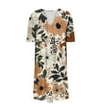 thumbnail image 5 of Summer Xqxayjr Boho Midi Sun Dress for Curvy Women Linen Plus Size Short Sleeve Holiday Dresses Casual Flowy Summer Floral Printed V Neck Beach Vacation Dress, 5 of 5