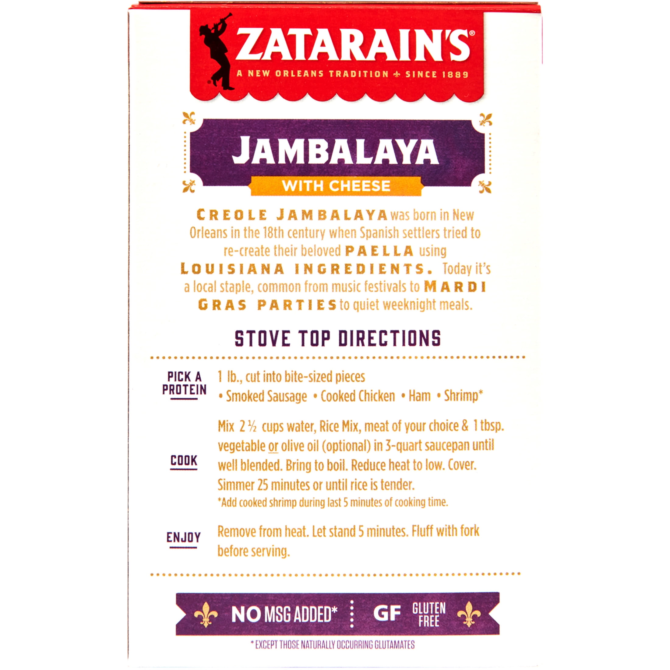 Zatarain's Jambalaya with Cheese, No Artificial Flavors, 8 oz Rice Mix