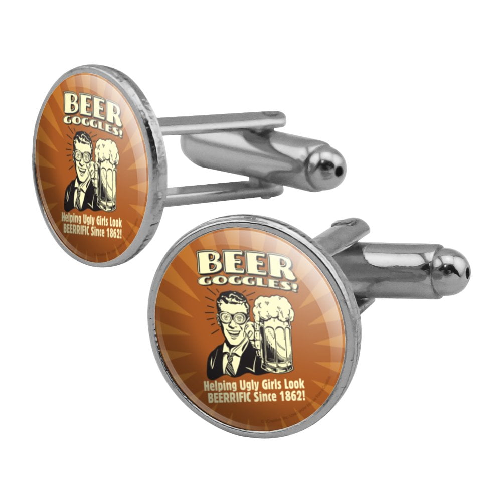 Beer Goggles Helping Ugly Girls Look Beerrific Since 1862 Funny Humor Retro Round Cufflink Set