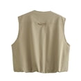 thumbnail image 2 of Chaleco holgado informal con cremallera y Bolsillo grande para mujer, chaqueta de negocios forrada con cuello redondo, sin mangas, otoño, 2 of 5
