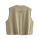 thumbnail image 2 of Chaleco holgado informal con cremallera y Bolsillo grande para mujer, chaqueta de negocios forrada con cuello redondo, sin mangas, otoño, 2 of 5
