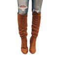 thumbnail image 5 of Jsaierl Womens Faux Suede Knee High Boots Side Zipper Chunky Heel Winter Boots Pointed Toe Stretch Knee High Pull On Fall Weather Winter Boots, 5 of 5