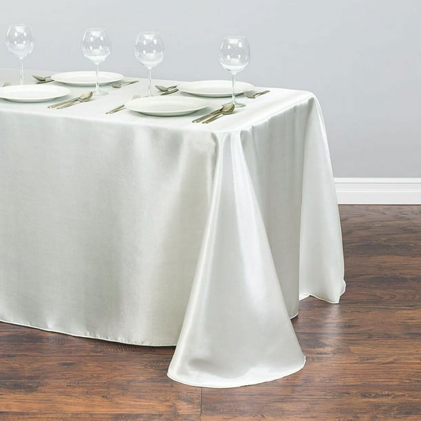 Mantel blanco de satén rectangular para la decoración de la Mesa de la cena, cena, cena de año nuevo, mantel de Navidad qym unisex