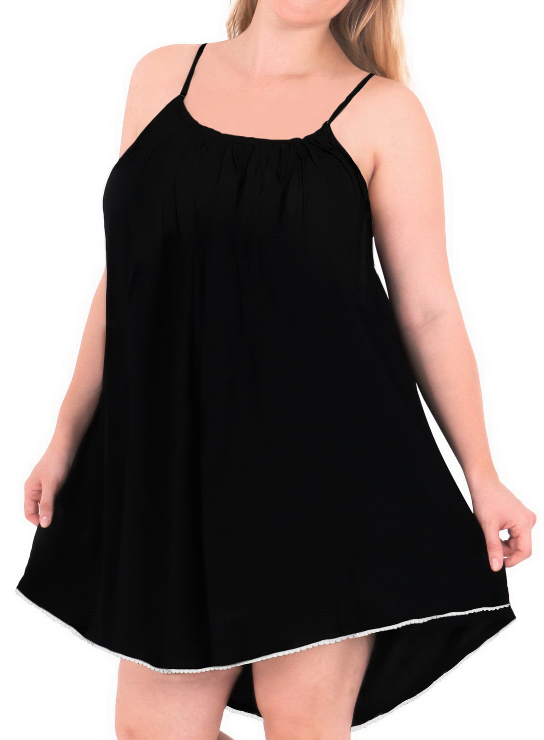 HAPPY BAY Women's Spaghetti Strap Sleepwear Slip Chemise 1X-2X Charcoal-AC83 - Walmart.com
