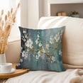 thumbnail image 3 of Ethan Taylor Floral Throw Pillow Soft Cushion Cover 'White Blossom Flowers' Modern Pattern Decorative Square Accent Pillow Case, 20x20 Inches, Green, Gray, 3 of 5
