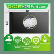 1Pc Pond Liner, Hdpe Waterproof Pond Membrane, Heavy Duty Fish Pond Liner For Aquaculture, Garden Pond, Landscaping, Black 4X6M (13X20Ft)
