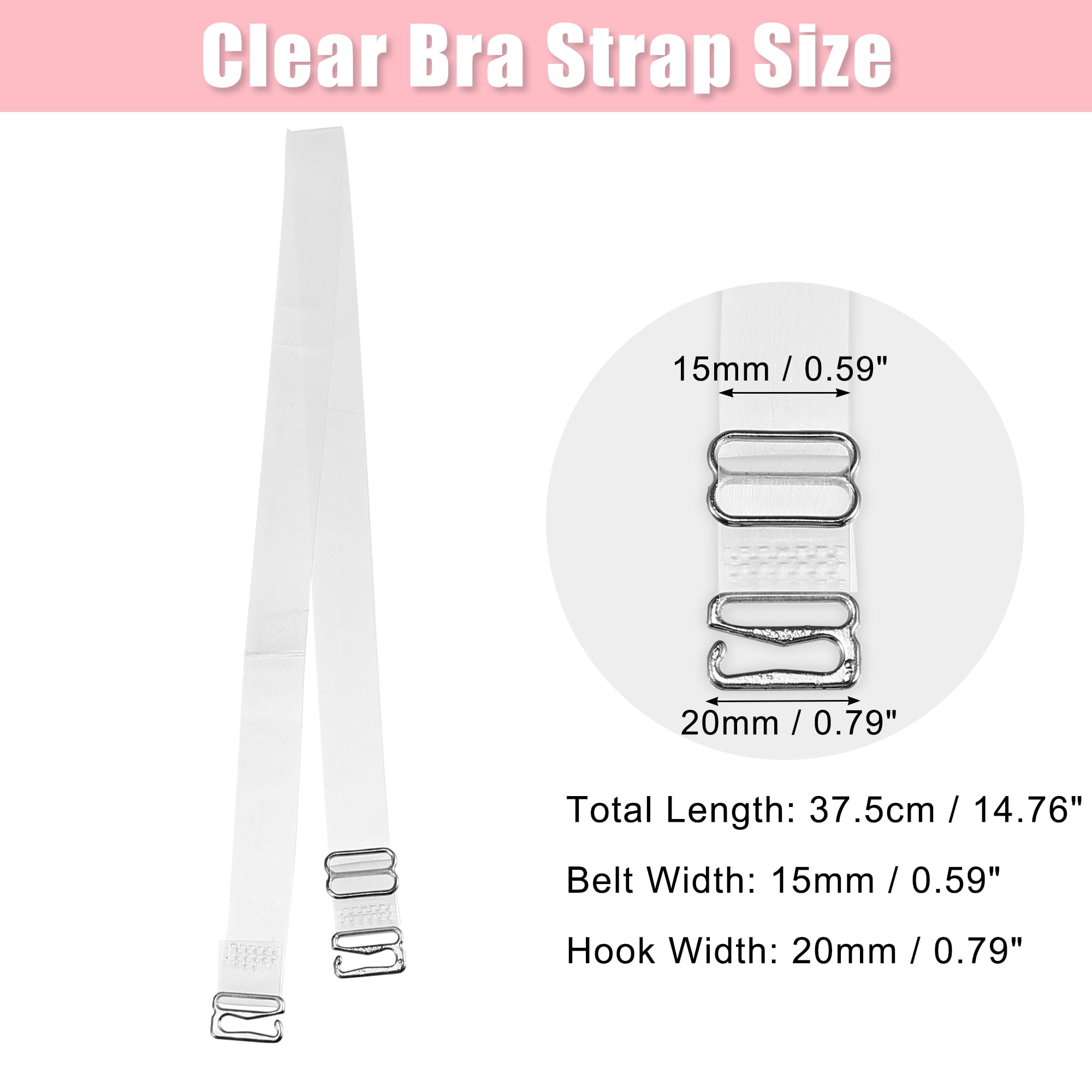 Unique Bargains Invisible Bra Strap with Stainless Steel Hook Adjustable 1.5 cm 2Pcs
