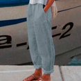 thumbnail image 2 of EDFBUYKRS Female Women Pants Casual Sweatpants for Women Petite Length Short Women Solid Linen Trouser Pant Casual Baggy Elastic Waist Trouser Wide Leg Pant with Pocket Fashion Pant Xxxxl, 2 of 5