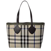 Burberry Check Medium Reversible Canvas & Leather Tote, Beige