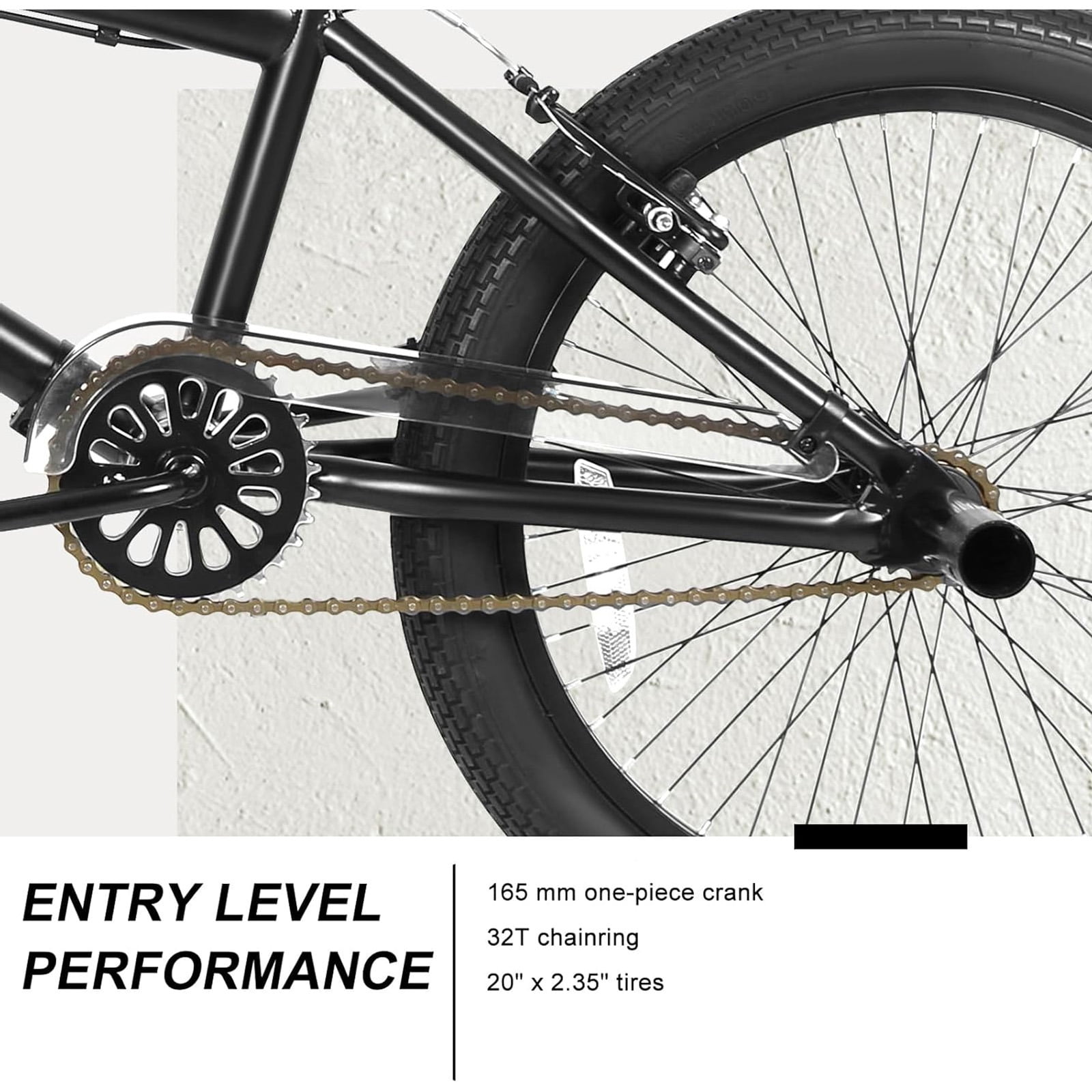 Hykolity 20 inch BMX Bike Freestyle Cycling Trick Bicycle with 4 Pegs for Teenage Adults Men Women Beginners Street Stunt Bike V-Brake Black