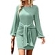 thumbnail image 2 of Vestido casual, vestido de fiesta con cuello redondo y cuello redondo para mujer, diseñado a medida, 2 of 6