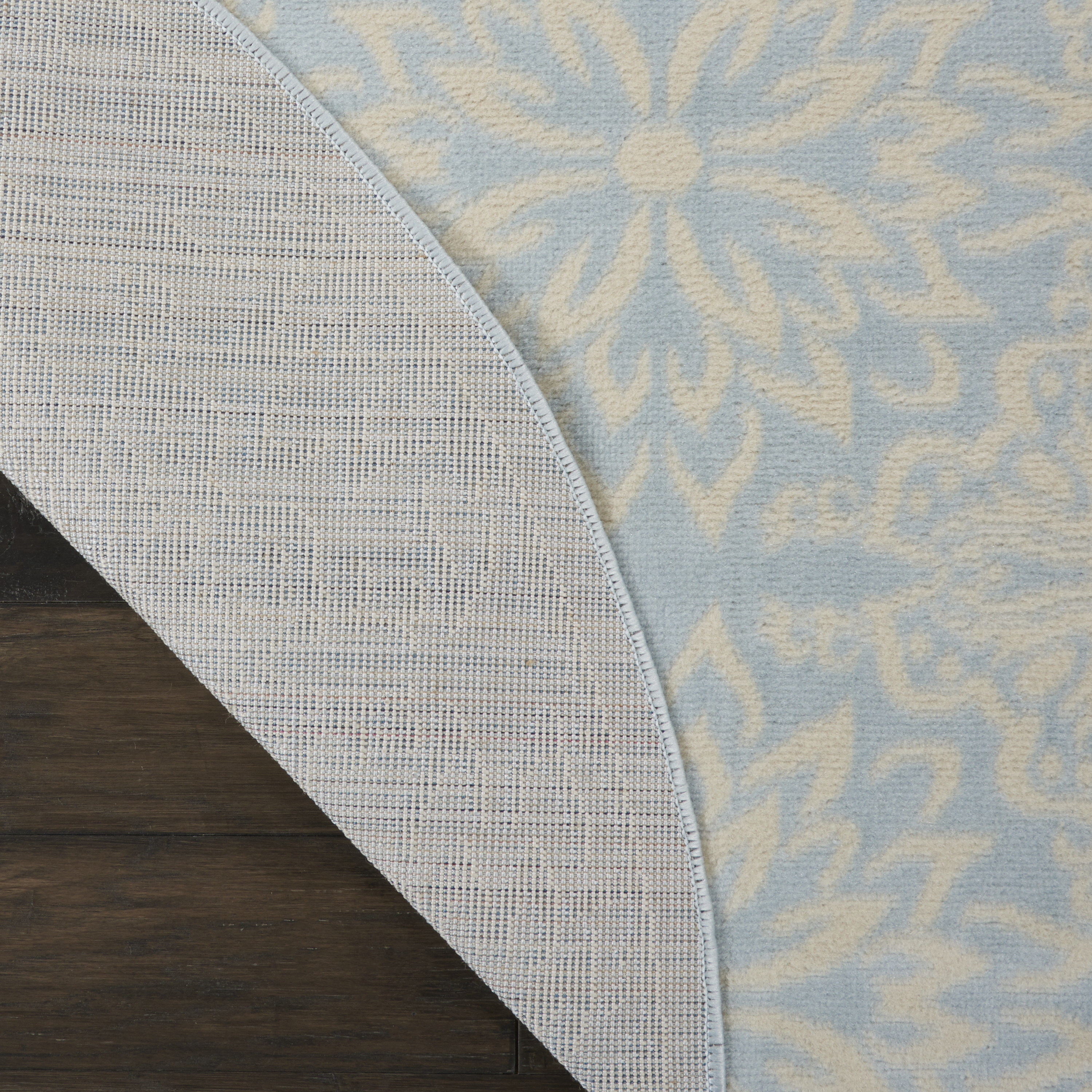 Walmart Bliss Modern Floral Ivory/Light Blue 5'3" x Round Area Rug, (5' Round)