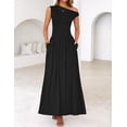 thumbnail image 2 of Vestido largo ZESICA Summer 2025 con un solo hombro, negro, 2 of 6