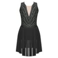 thumbnail image 1 of Miutii Robe de Patinage Artistique Sans Manches pour Filles avec Strass Gymnastique Asymétrique Compétition Danse Noir 10, 1 of 6