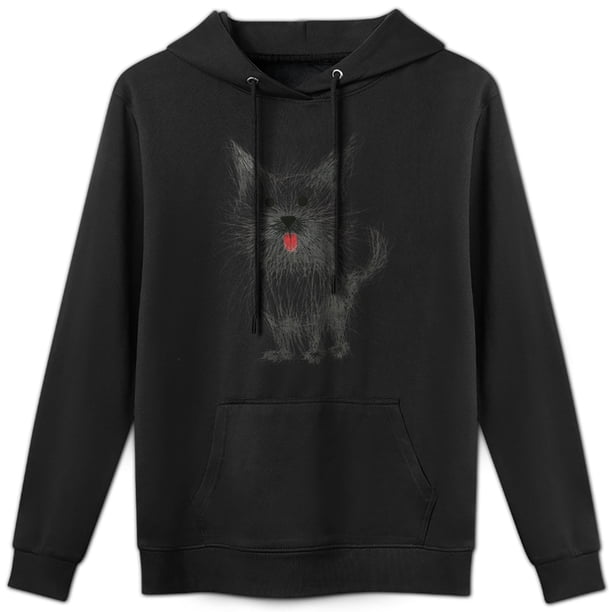 Sudadera Gato Negro con Lengua Roja Divertida Estampada