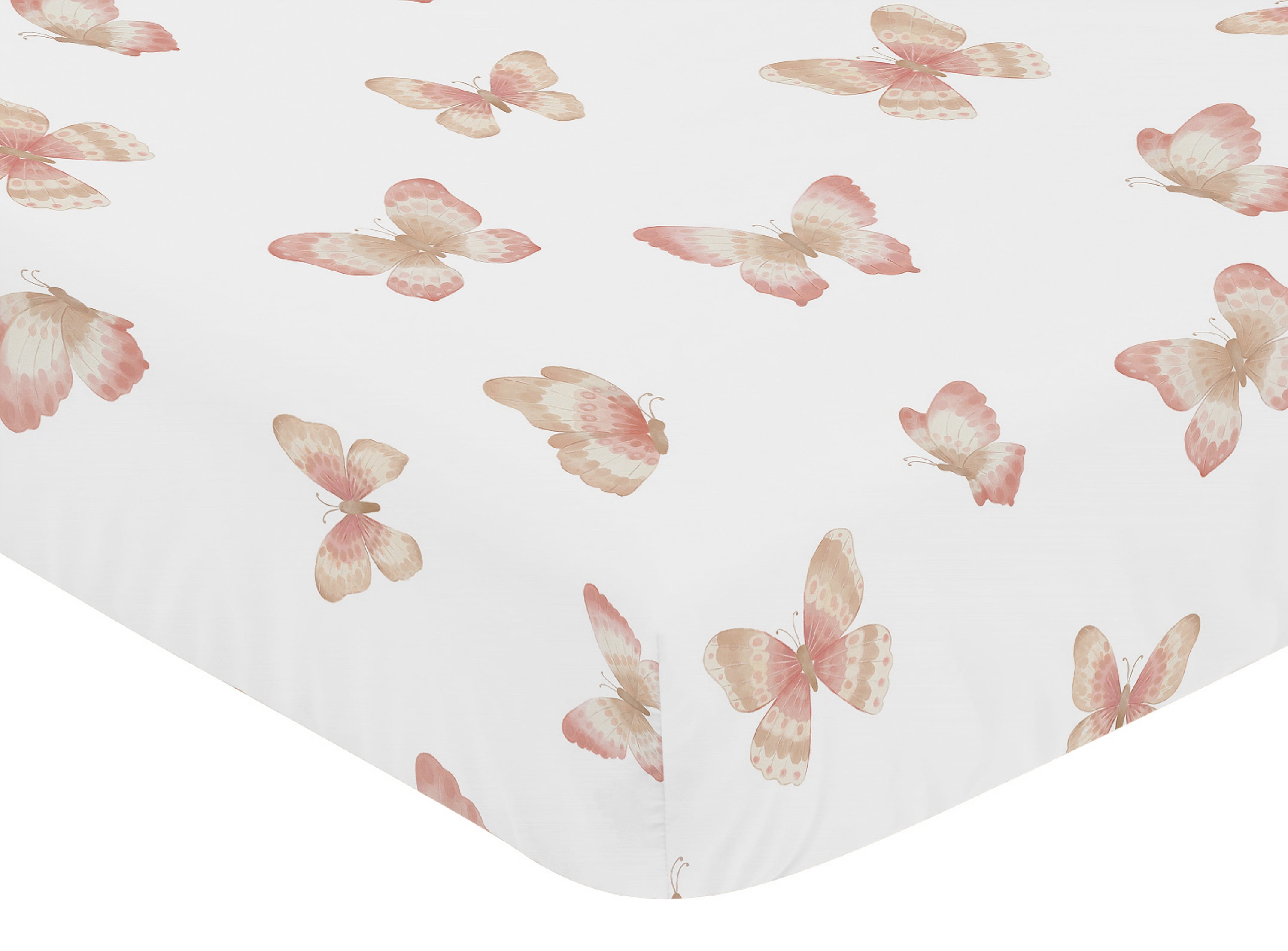 Sweet Jojo Designs Butterfly Pink and Taupe Fitted Crib Sheet