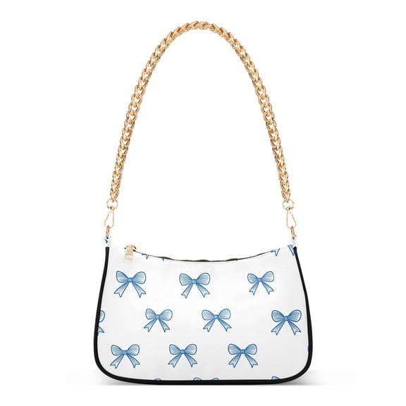 ALAZA Bows Blue Women's Chain Shoulder Bag Hobo Handbag Tote Crossbody Purse