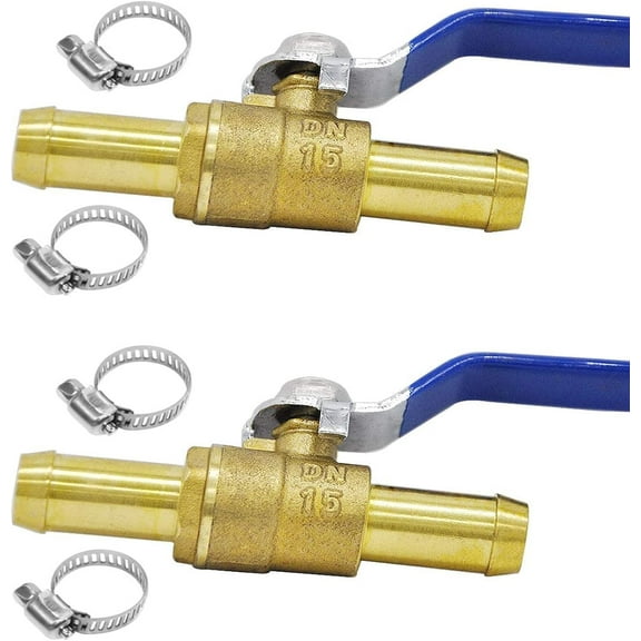 YOUHO 5/8" Brass Hose Barb Ball Valve Pipe Tubing Fitting 2 Way Shut Off Valve for Water Fuel Oil High Temperature Resistance,Pack of 2.
