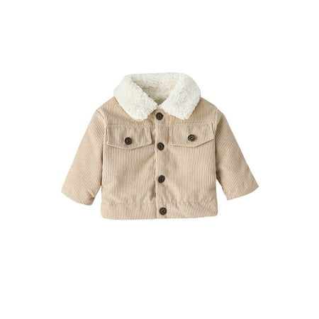 

Nokpsedcb Toddler Baby Boys Girls Winter Jacket Coat Lapel Long Sleeve Button Down Cashmere Cardigan Outerwear Beige 9-12 Months