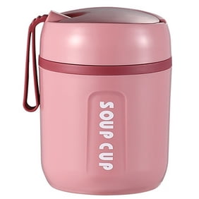 Keyohome 16.2 oz Vacuum Insulated Stainless Steel Food Jar with Spoon (Pink)