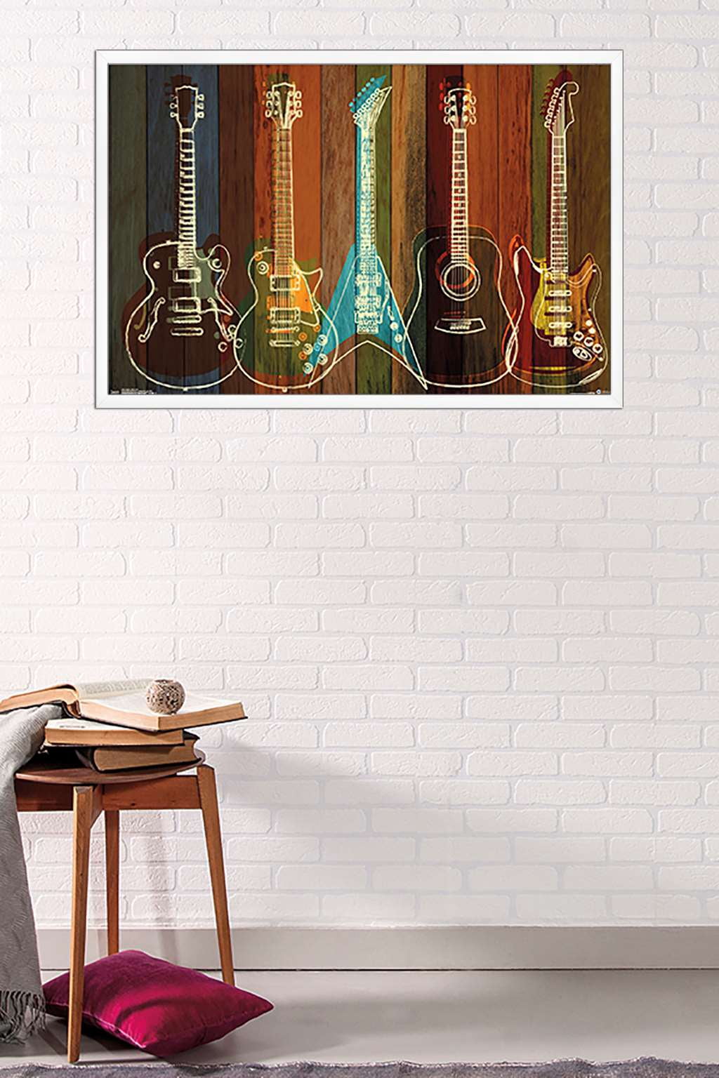 Guitars Wall Art Wall Poster, 22.375" x 34", Framed