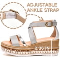 thumbnail image 3 of Knivor Wedge Sandals for Women Ankle Strap Espadrille Sandals Stud Trim Platform Open Toe Summer Casual Sandals Non Slip Sole Adjustable Buckle for Casual Daily,Beach, 3 of 9
