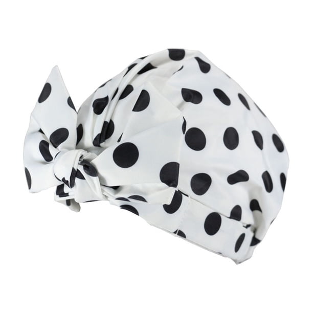 Bearachild Gorros de baño para ducha, estampado de flores, impermeable, reutilizable, cubierta con dobladillo elástico, gorro de baño, gorro rizado, Juegos de accesorios de baño Punto negro Bearachild HA062078-14B