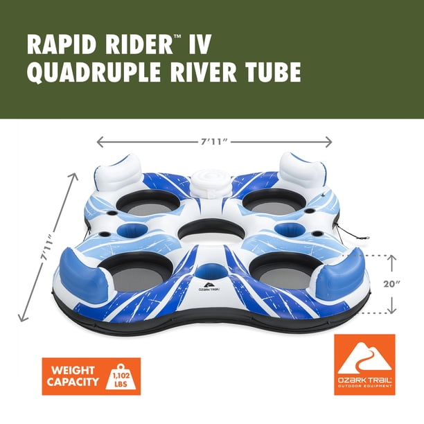 Ozark Trail Rapid Rider Quadruple River Tube, Blue & White