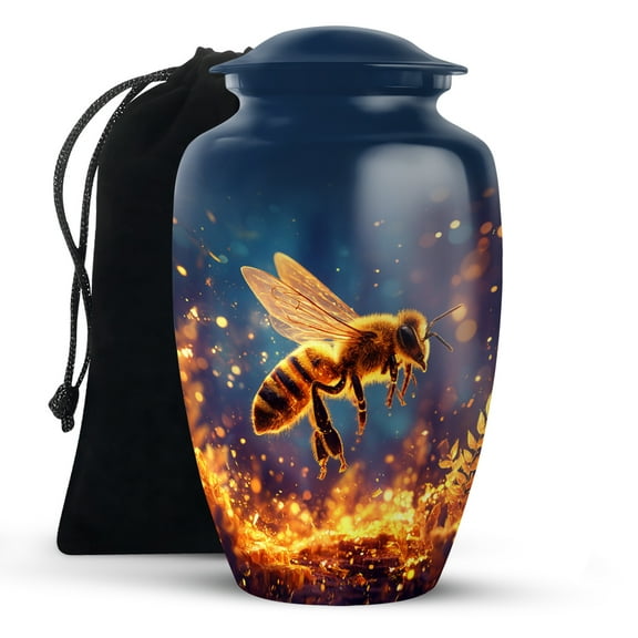 KARYLIZ Honeybee Urn for Ashes - Urns For Women & Men - Memorial Funeral Urns for Ashes Adult Male and Female Burial - Navy Blue Urn For Ashes For Mom Dad