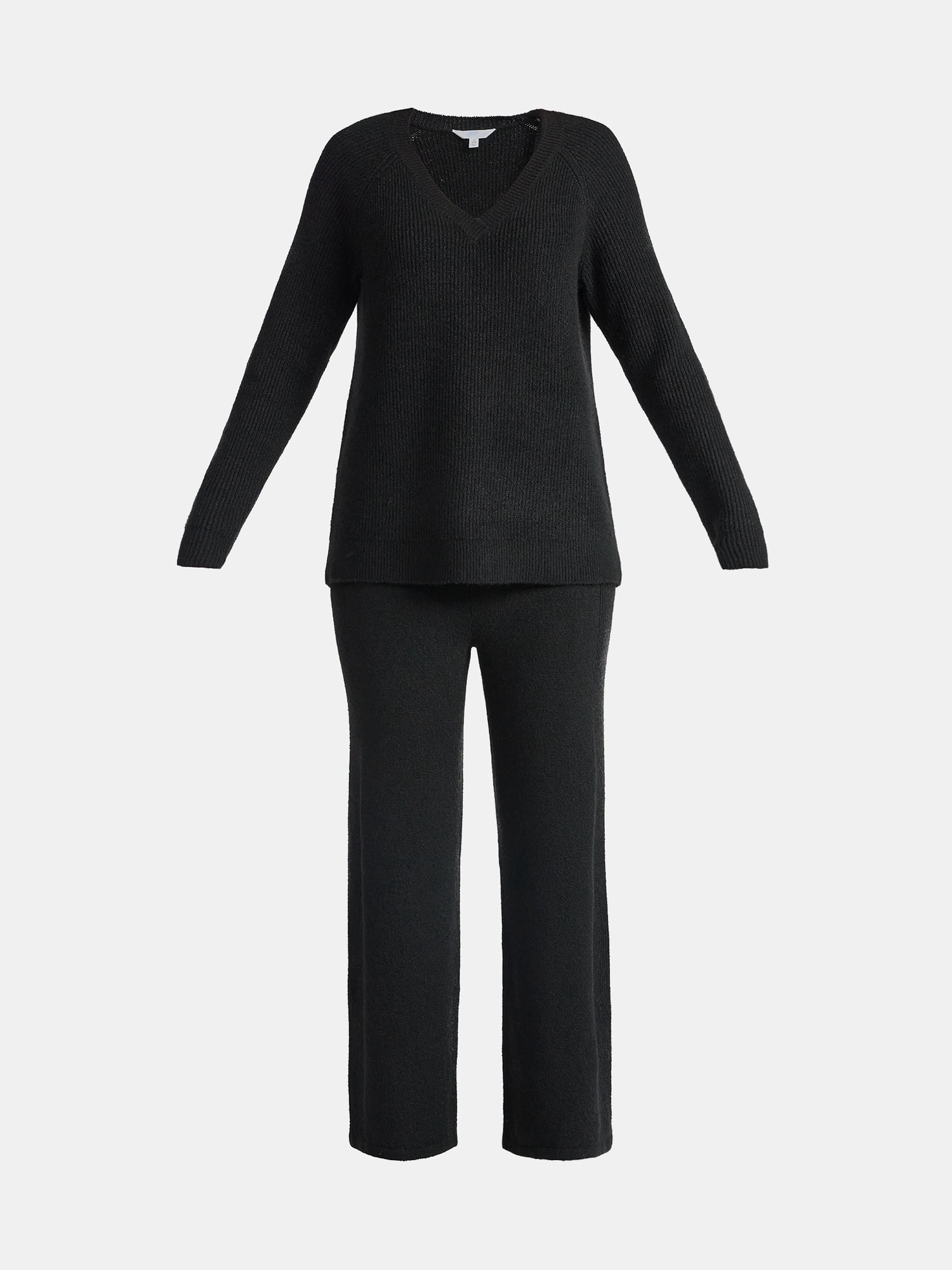 Time and Tru Women’s V Neck Sweater and Pants Set, 2-Piece, Sizes XS-XXXL