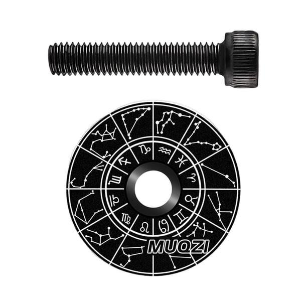 Tapa superior del juego de dirección de bicicleta Tapa superior del vástago del juego de dirección Componentes de aleación de aluminio Pieza novedosa constelación negra