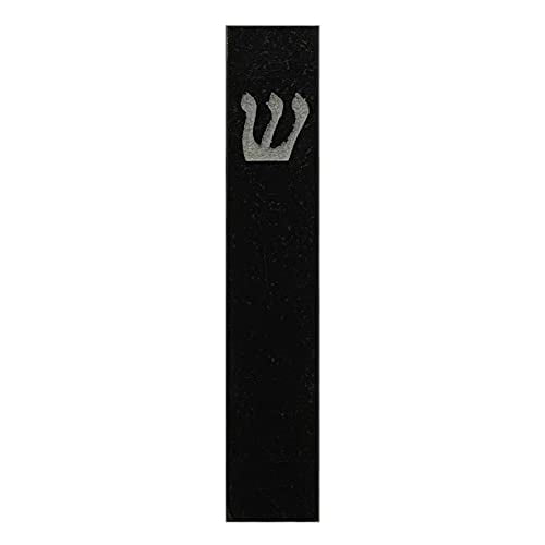 A&S Mezuzot Quartz Mezuzah Case with Engraved Shin Design Easy Peel and Stick Judaica Door Mezuza (Black Quarts, 8 Inches)