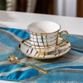 thumbnail image 5 of EONROACOO 13 Pcs Porcelain Tea Cup Set with Metal Rack, Coffee Cups, 220ml/7oz, Lattice, 5 of 6