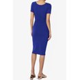 thumbnail image 2 of TheMogan Robe Midi Moulante en Jersey de Coton Extensible à Manches Courtes pour Femmes, 2 of 6