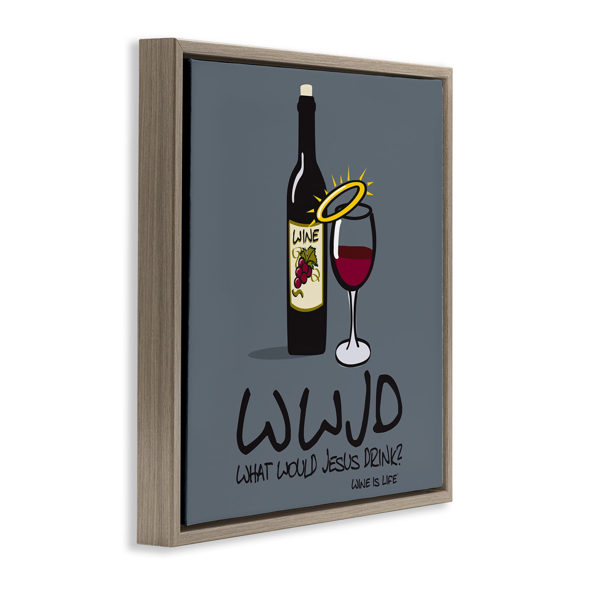Stupell Industries What Would Jesus Drink Food & Beverage Painting Brown Floater Framed Canvas Art Print Wall Art, 18 x 18