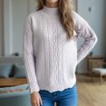 thumbnail image 5 of GigrtiJin Women's Sweaters Long Sleeves Mock Neck Solid Color Knitted Sweater Comfy Loose Casual Pullover Tops, 5 of 6