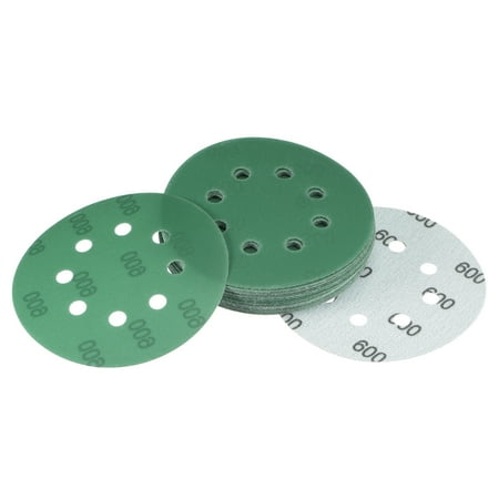 

25 Pack Green Film Sanding Disc 600 Grits 5-Inch 8-Hole Aluminum Oxide Abrasive Hook and Loop Backed Sandpapers