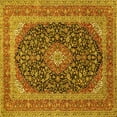 thumbnail image 1 of Ahgly Company Machine Washable Indoor Square Medallion Yellow Traditional Area Rugs, 4' Square, 1 of 4