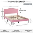 thumbnail image 5 of Taomika, Queen Size Tufted Upholstered Platform Bed Frame with Adjustable Height Headboard-Pink, 5 of 10