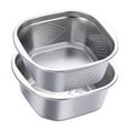 thumbnail image 4 of Juego de colador y bol de acero inoxidable, lavabo cuadrado para lavar, limpiar, enjuagar y lavar 4600 ml, 4 of 9