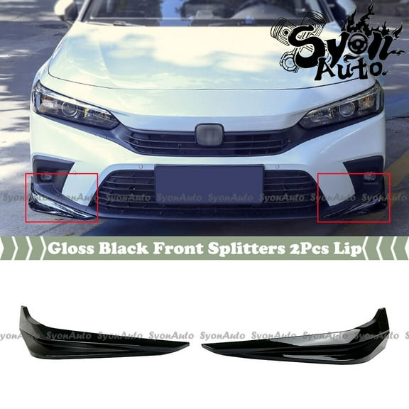 FITS 2022 HONDA CIVIC SEDAN & HATCHBACK 2PCS FRONT BUMPER SIDE SPLITTER LIP KIT