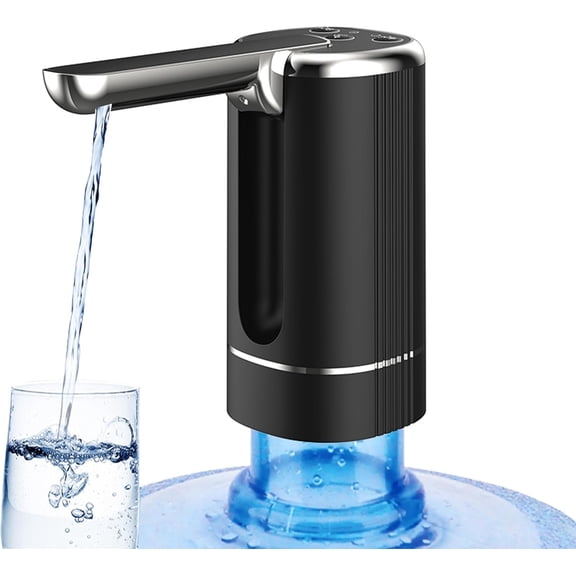 Foldable Water Dispenser with 1200Mah for 5 Gallon Bottle, Automatic Water Pump, Portable Drinking Water Jug Pump for Kitchen, , Office, Camping, Living Room, Beach (Black)