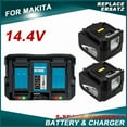 thumbnail image 1 of 2 Pzas para Makita 14.4V 6Ah Baterías Recargables para Herramientas Eléctricas +Dual Charger Dc18rd4S2P 18650 Batería Li-ion para Makita 14.4V BL1460 BL1430 1415 194066-1, 1 of 10