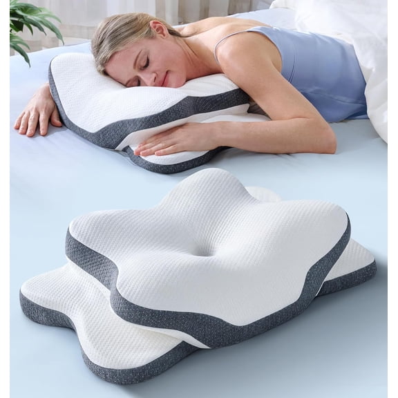 5X Pain Relief Cervical Neck Pillow for Neck Support, Ergonomic Cooling Side Sleeper Pillow for Sleeping, Odorless Contour Memory Foam Pillows, Orthopedic Bed Pillow for Side Back Stomach Sleeper