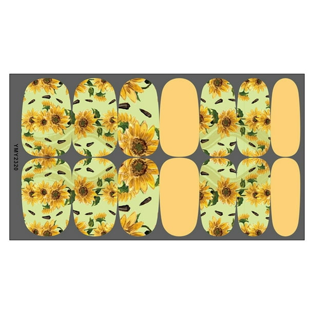 Pegatinas de Girasol para Uñas Al Agua | Pegatinas de Girasol para Uñas | Autoadhesivas 3D | Material Seguro | 12 Cm X 7 Cm | Kit de Decoración de Uñas para Halloween